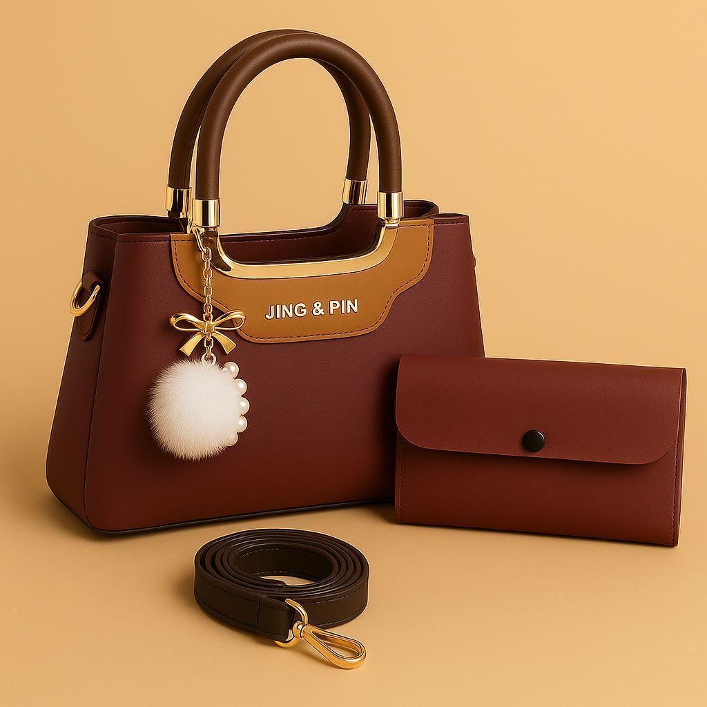 Stylish Girl's Hand Bag Set- 2 Pcs Rexine in Vibrant Colors