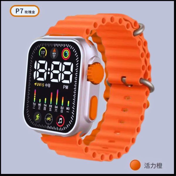 Salicon Digital Display Strap Watch – Available In Orange & Gray Stylish Casual Watch With Box (non-waterproof)