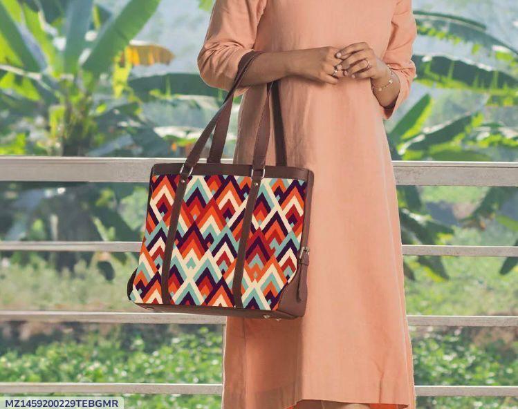 Colorful Printed Rexine Tote Bags For Girls - 1 Pc Stylish Handbag