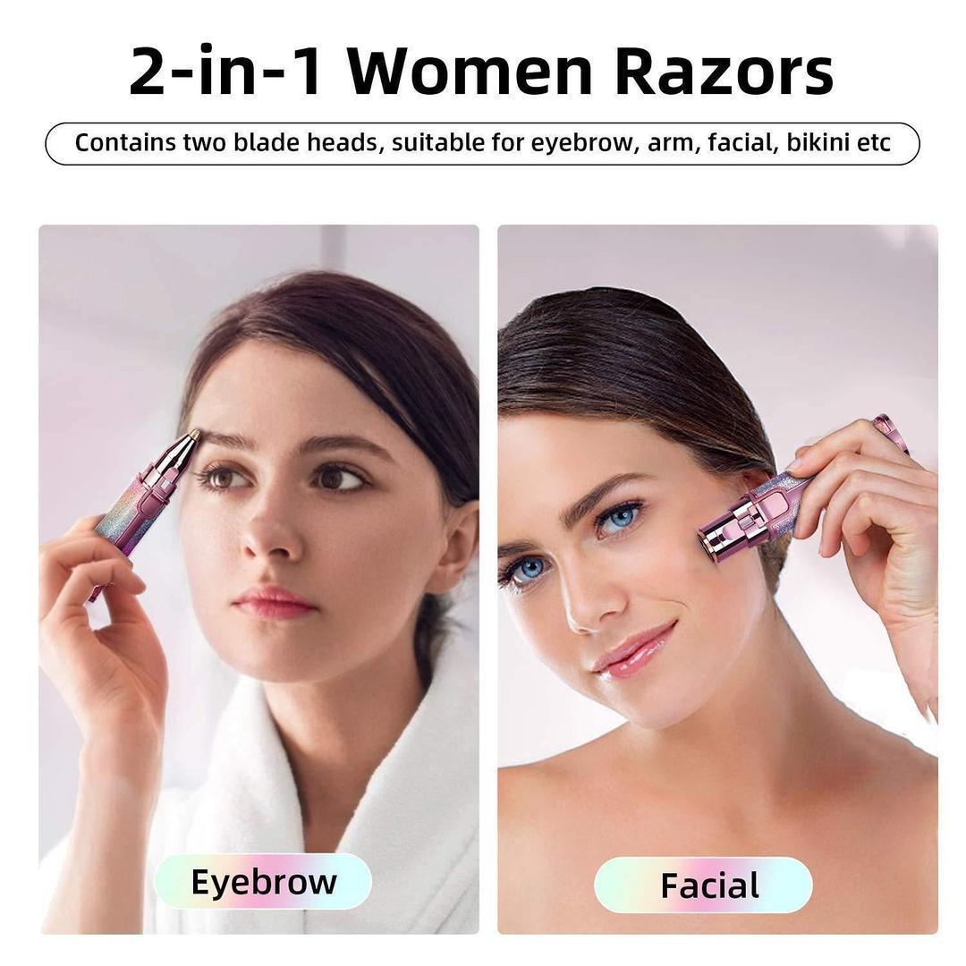Rechargeable Women's Eyebrows Hair Trimmer with Detachable Head and Rotary Blade