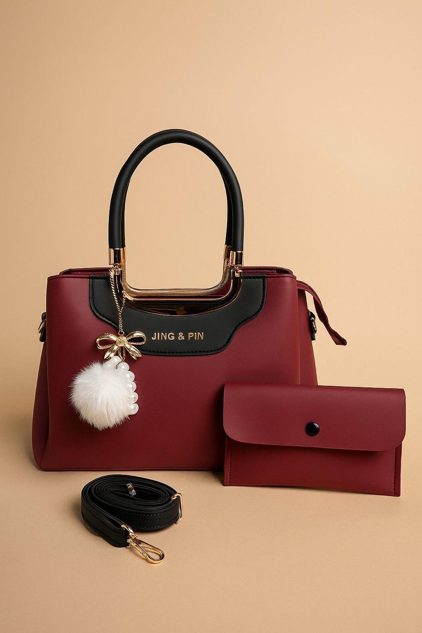 Stylish Girl's Hand Bag Set- 2 Pcs Rexine in Vibrant Colors