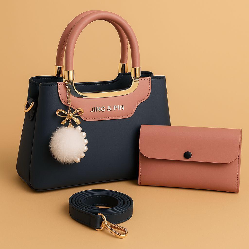 Stylish Girl's Hand Bag Set- 2 Pcs Rexine in Vibrant Colors