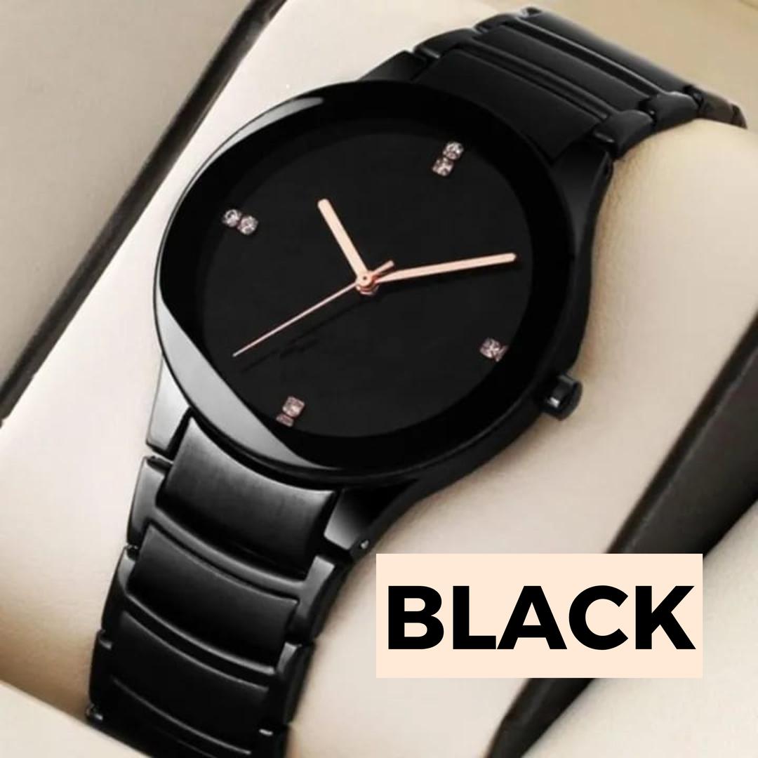 Men's Quartz Chain Strap Watch- Water Resistant with Fold Clasp