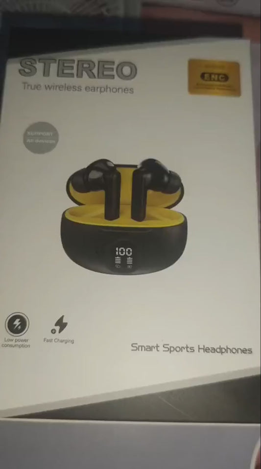 Professional Display Earbuds Stereo 895b Wireless Bluetooth Earbuds | Mic In-ear Headphones With Led Display | Type C Fast Charging | Bluetooth 5.3 For Android/iphone ( With Cable – With Box – Random Color )