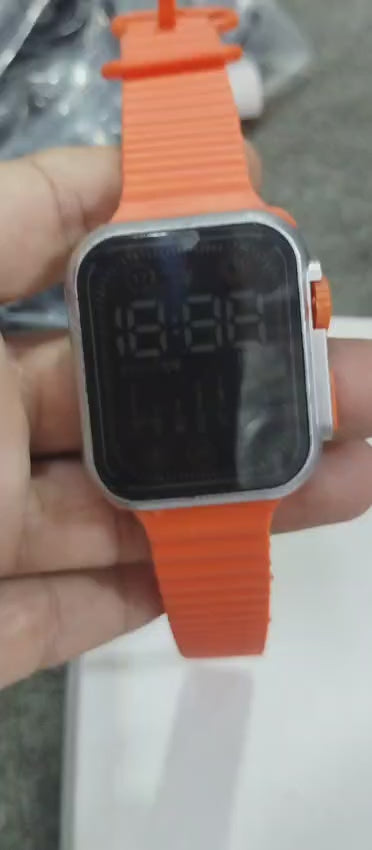 Salicon Digital Display Strap Watch – Available In Orange & Gray Stylish Casual Watch With Box (non-waterproof)