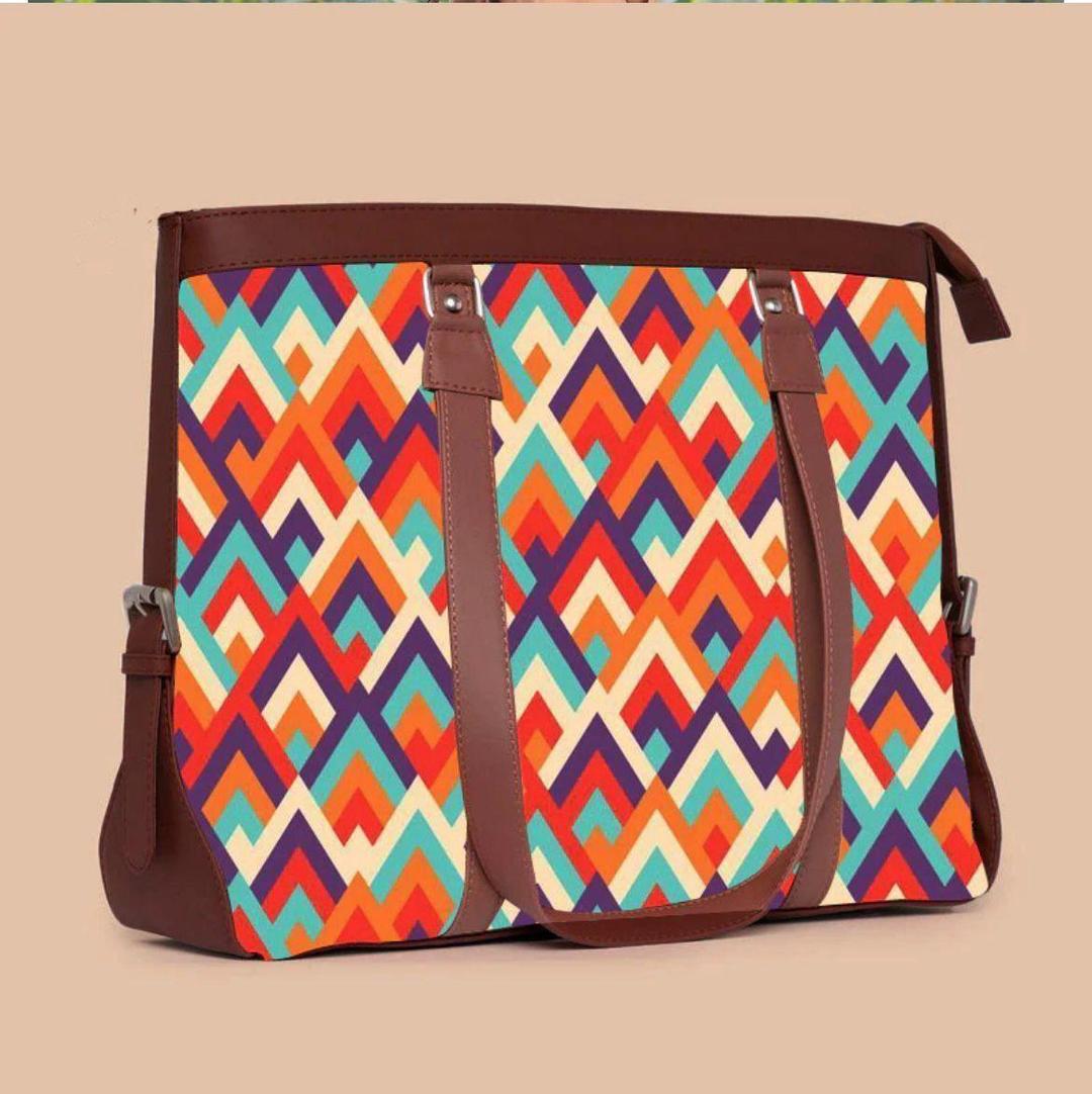 Colorful Printed Rexine Tote Bags For Girls - 1 Pc Stylish Handbag