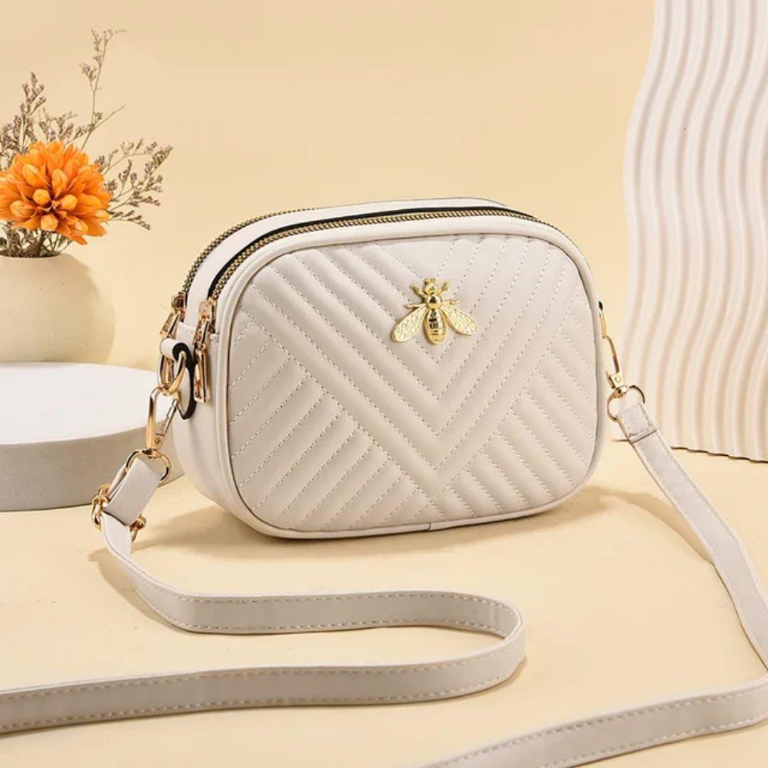 Chic White Girl's Crossbody Bag- 1 Pc With Textured Design